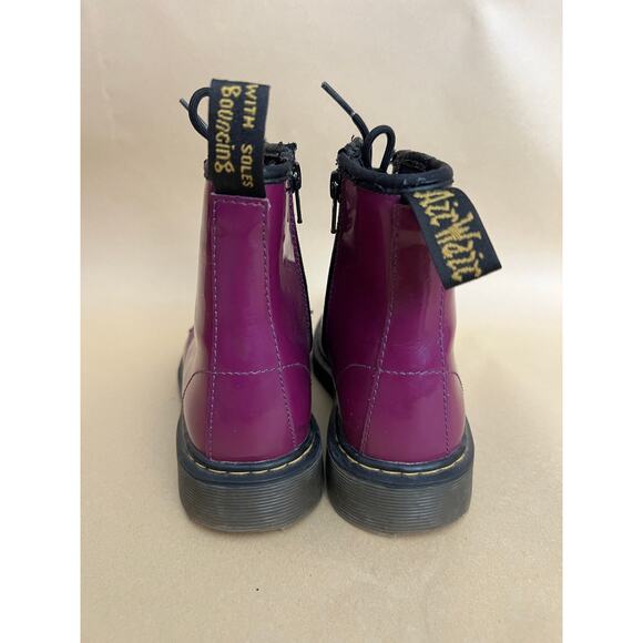 Dr. Martens Delaney Purple Patent Leather Combat Boots Youth Girls Zip Lace - Picture 4 of 12